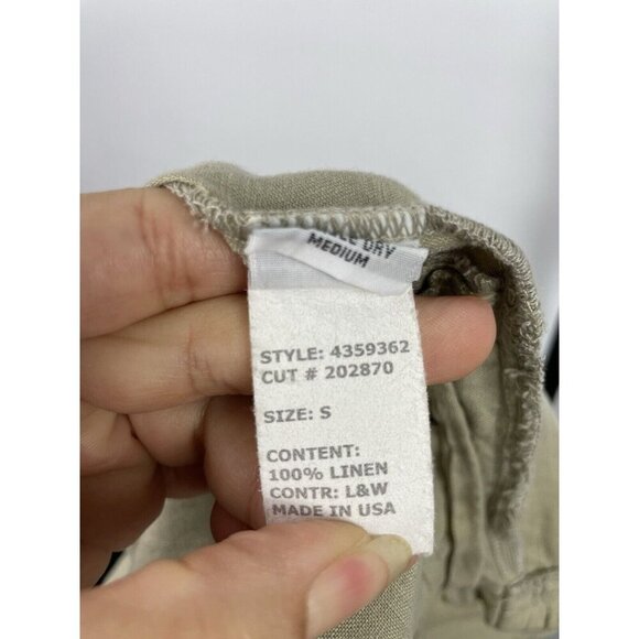 Lisa Z Tan 100% Linen Embroidered Handkerchief Hem Midi Lagenlook Skirt Size S - Picture 6 of 6